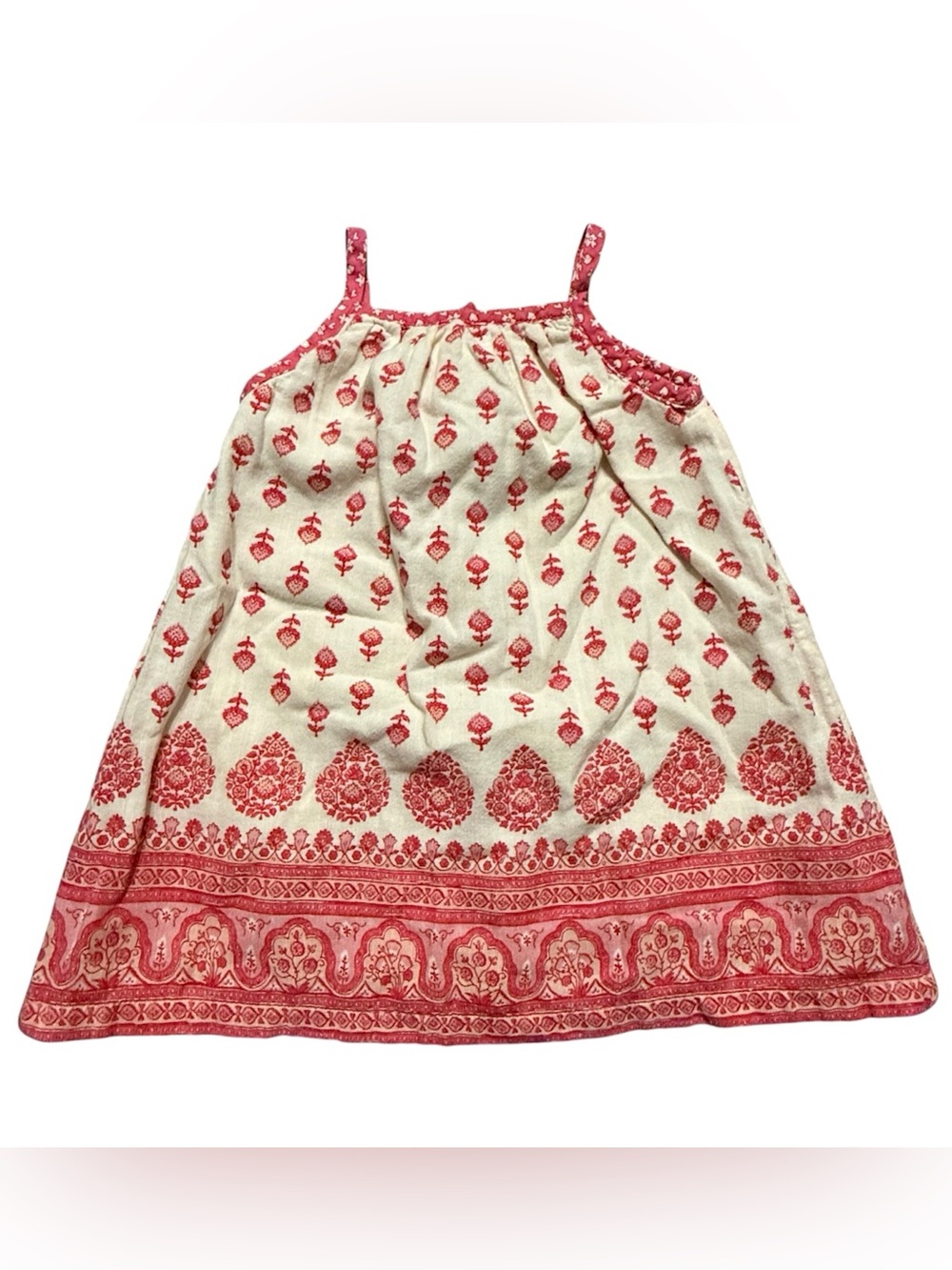 Baby Gap Girls Dress 18-24M Cream Pink Sleeveless Spaghetti Strap